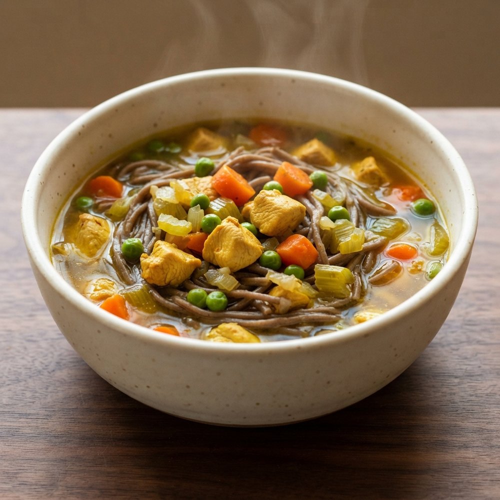 Curried Chicken Soba Noodle Broth