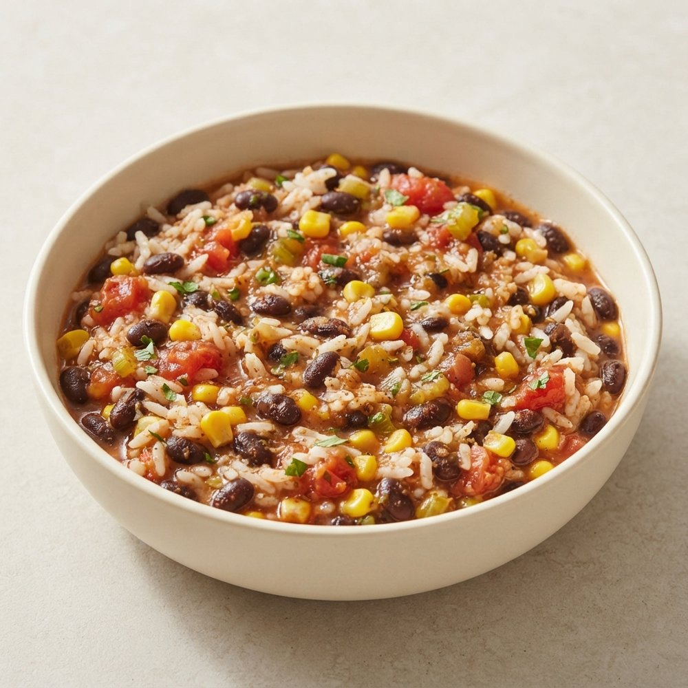 Black Beans with Rice, Corn, and Herbs (Mexican-Inspired)