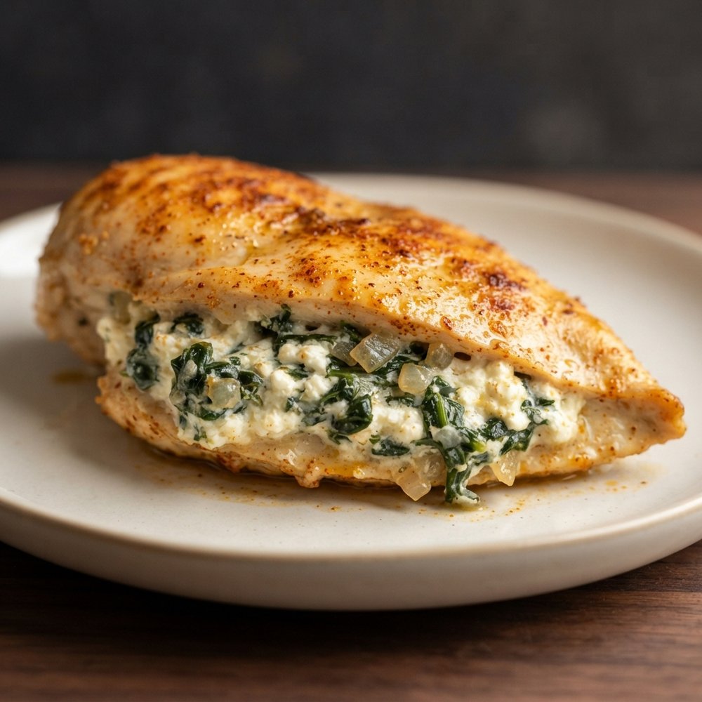 Spinach and Cottage Cheese–Stuffed Chicken Breasts