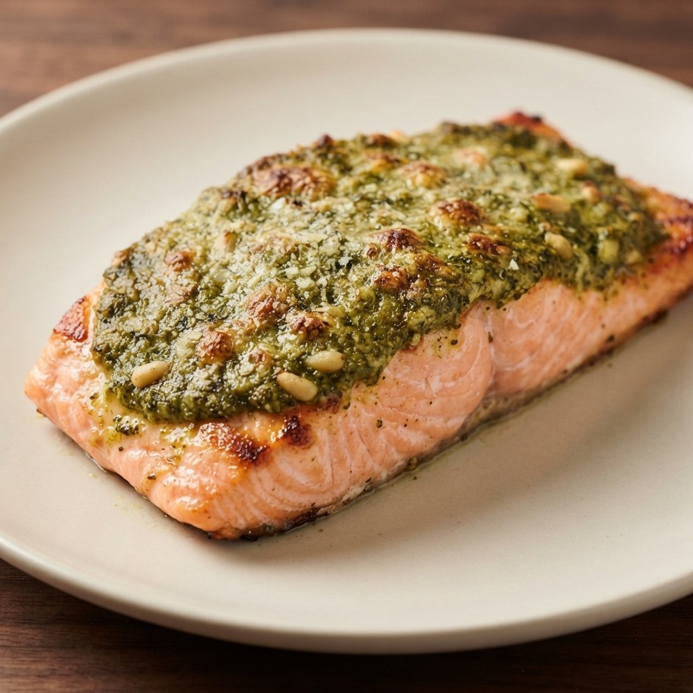 Grilled Salmon With Pesto Crust