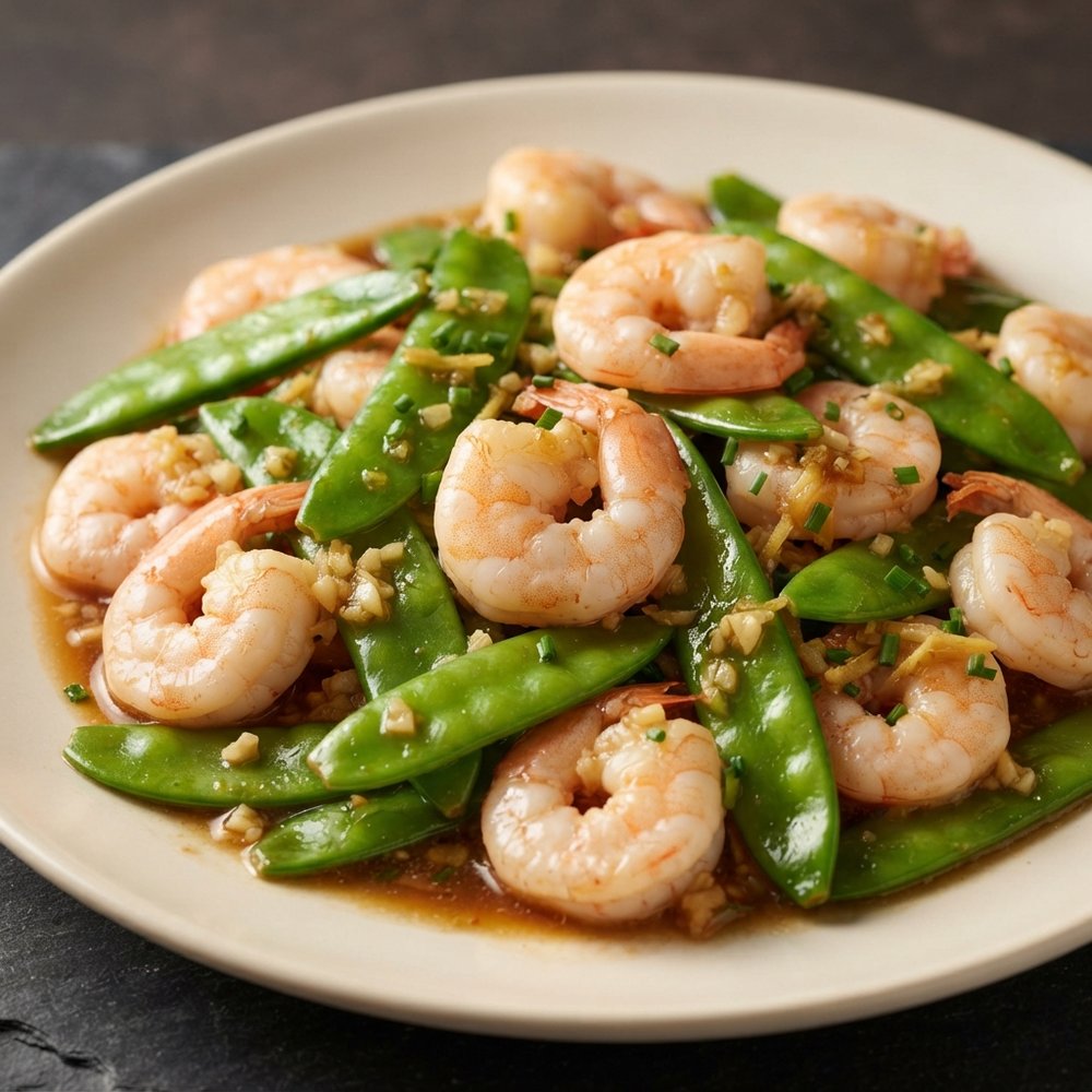 Stir-Fried Shrimp with Snow Peas and Ginger