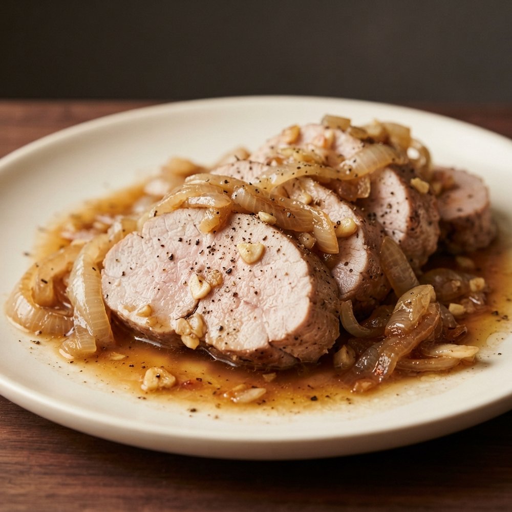 Lightened Slow-Cooker Pork Tenderloin with Onions