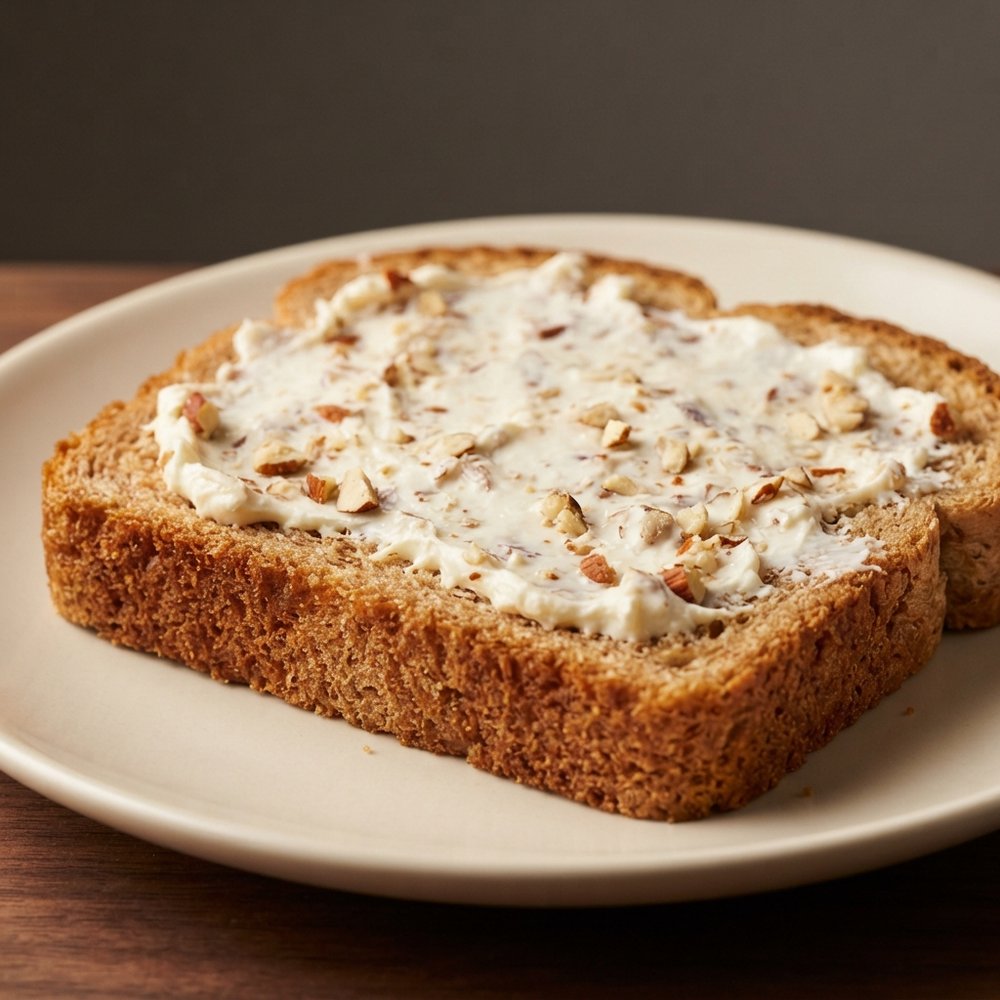 Whole Wheat Bread with Cream Cheese and Almonds