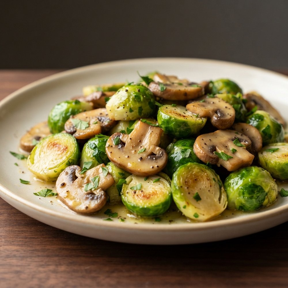 Mushroom and Brussels Sprouts Skillet