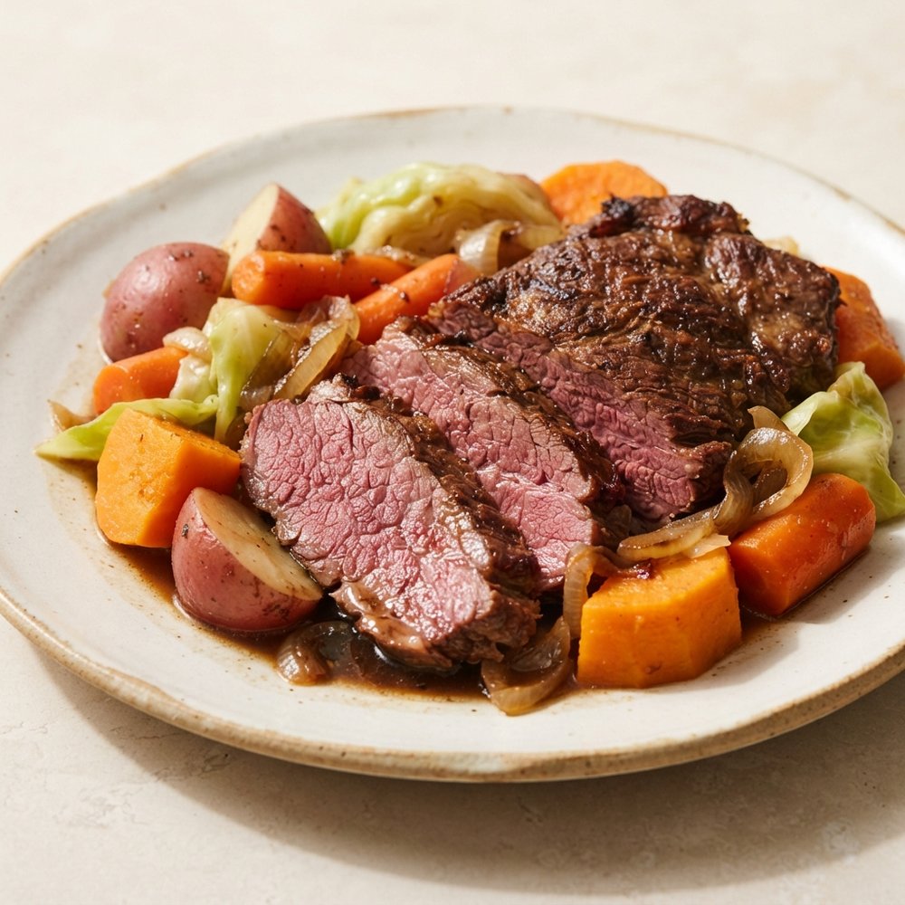 Guinness-Braised Corned Beef with Cabbage and Vegetables (Slow Cooker)