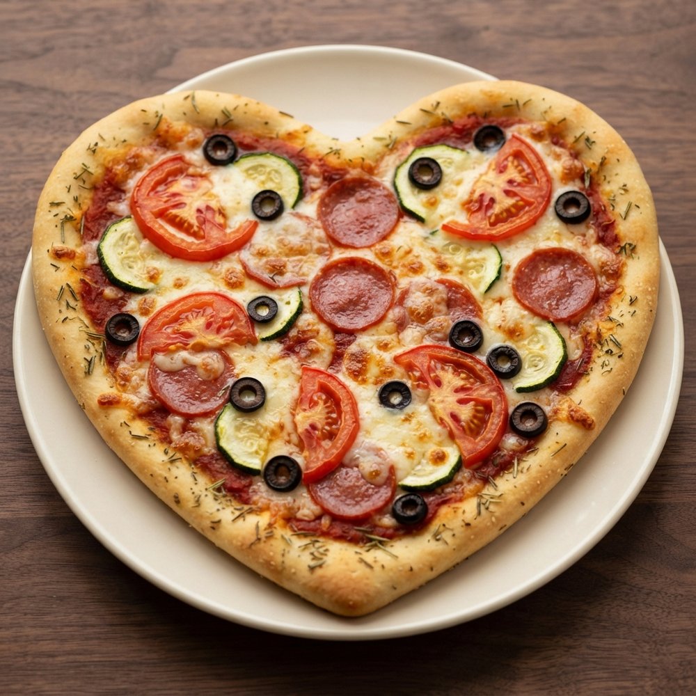 Heart-Shaped Valentine Pizza