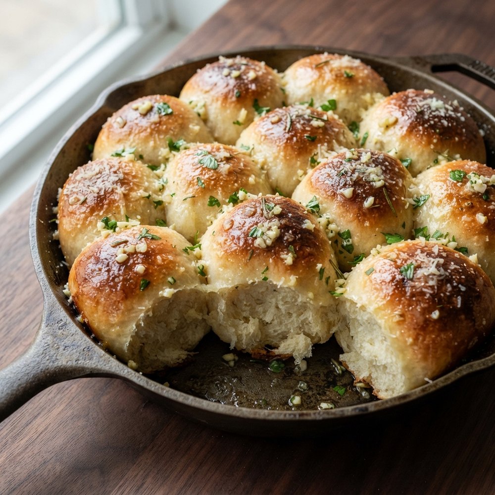 Garlic-Herb Cast-Iron Dinner Rolls