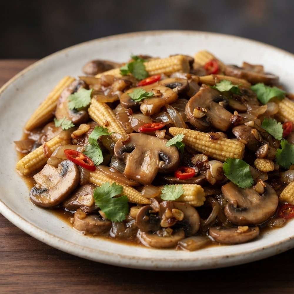 Baby Corn and Mushroom Stir-Fry