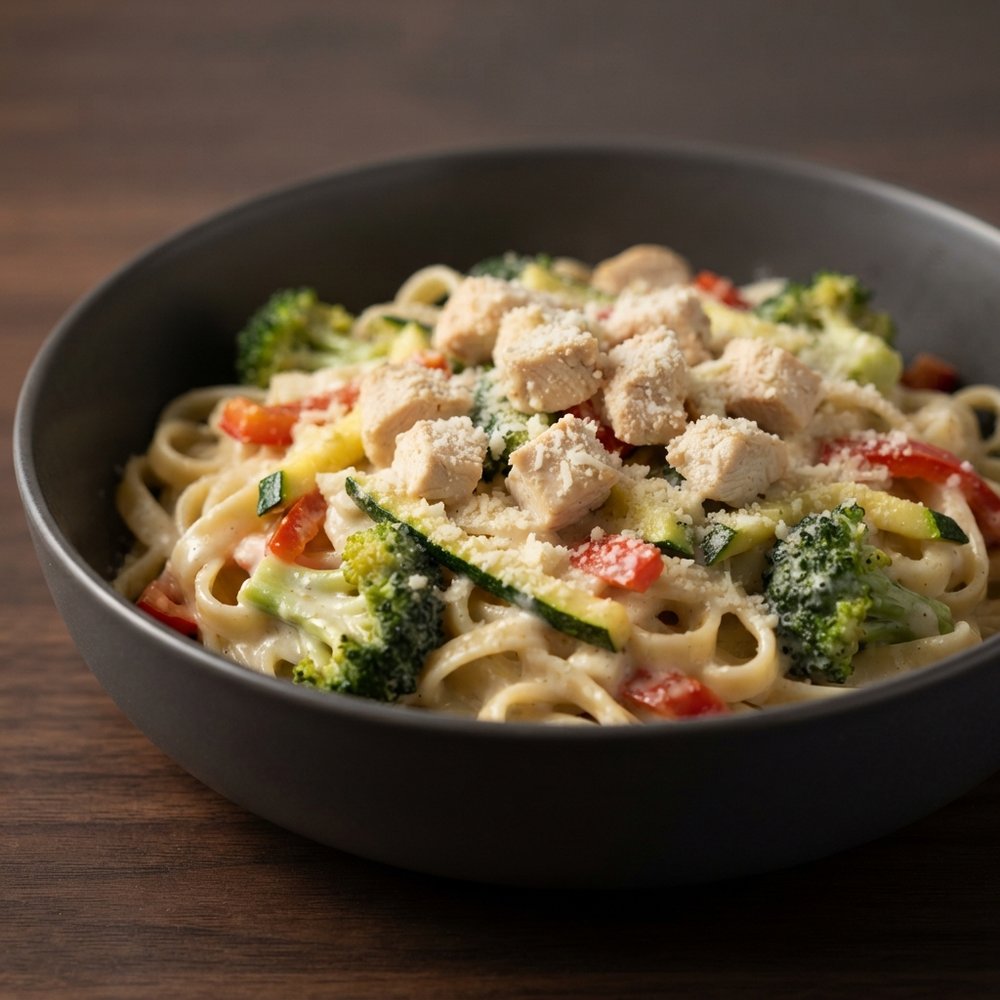 Creamy Chicken Alfredo with Broccoli and Zucchini