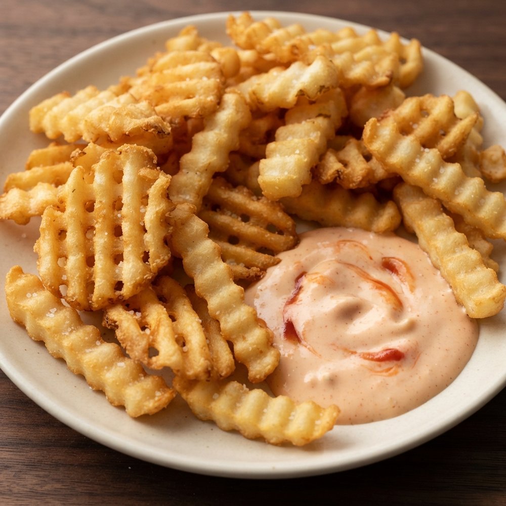 Crispy Crinkle-Cut Waffle Fries with Tangy Dip
