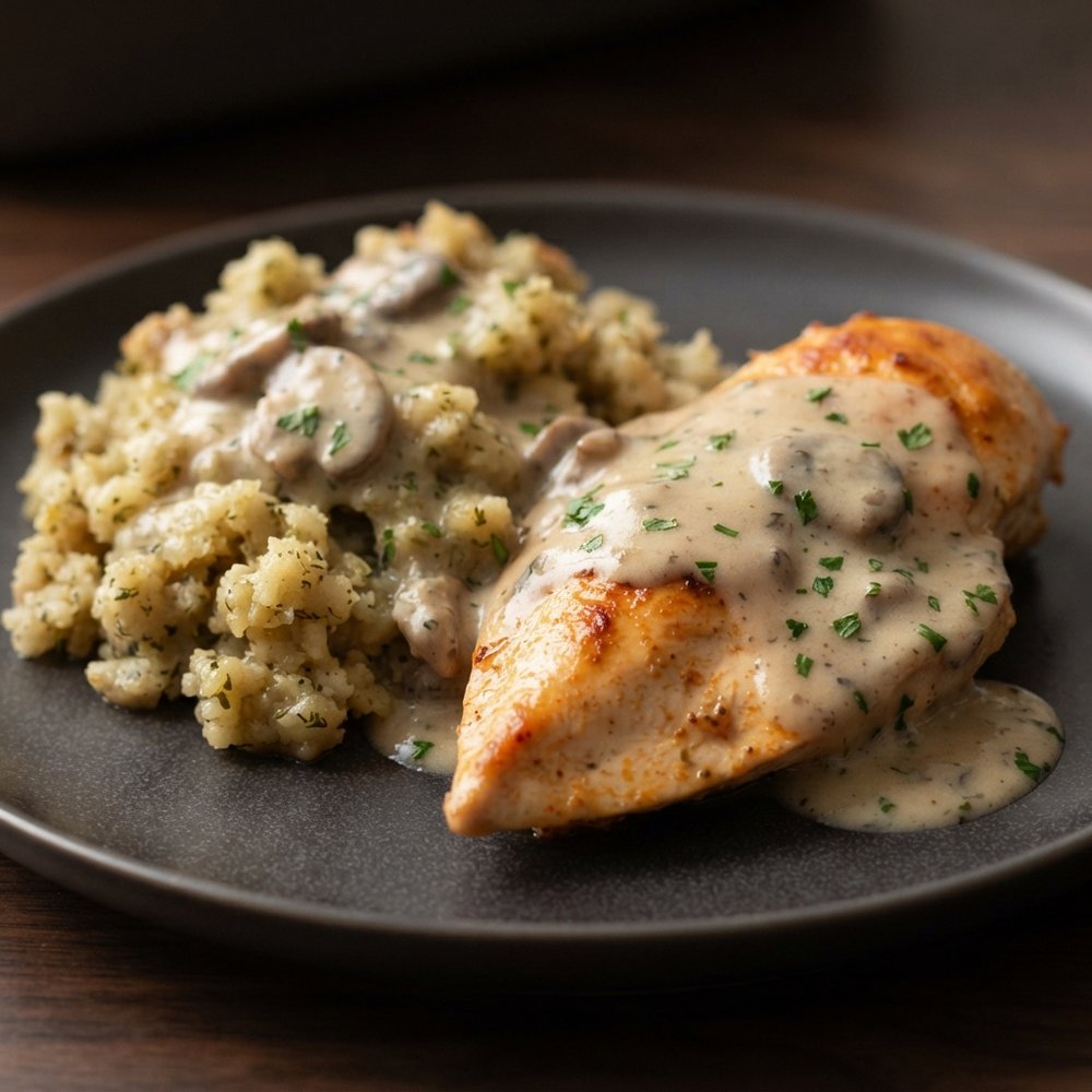 One-Pan Chicken with Herb Stuffing Casserole