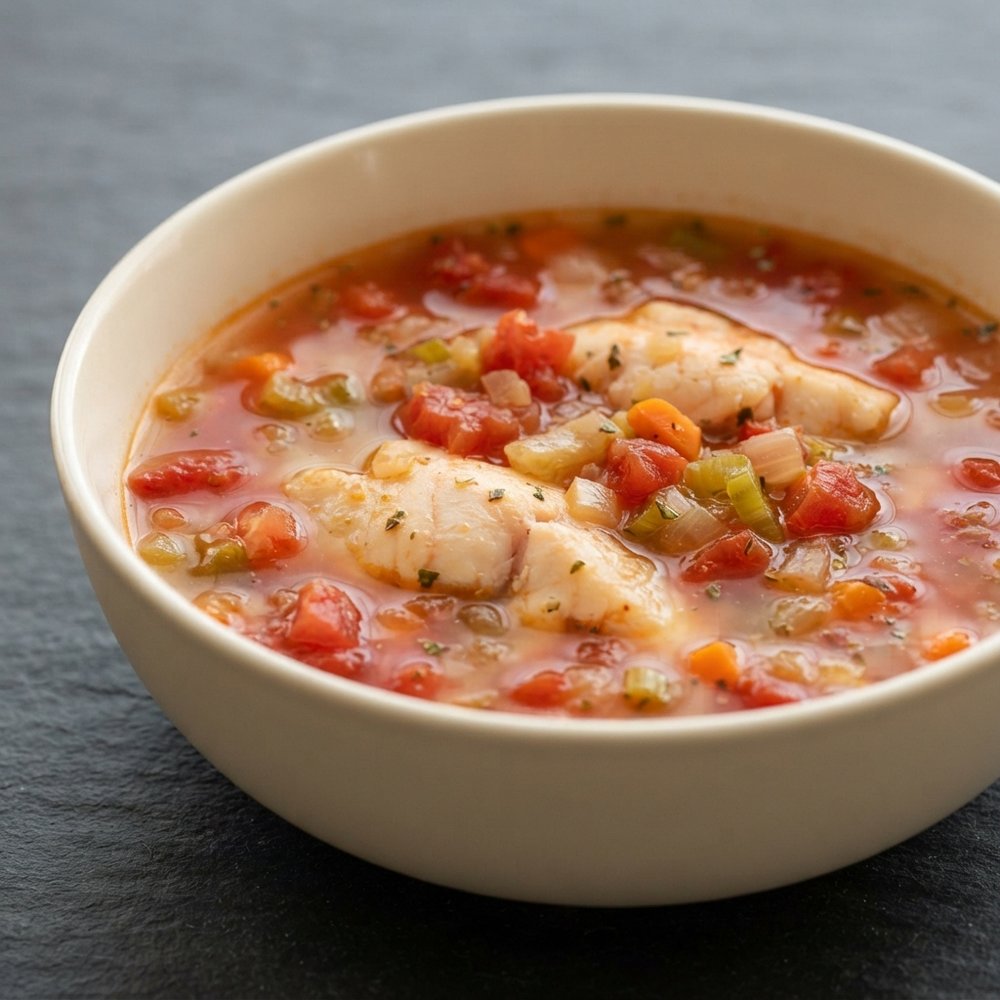 Pam's Lemon-Tomato Poached Fish Soup