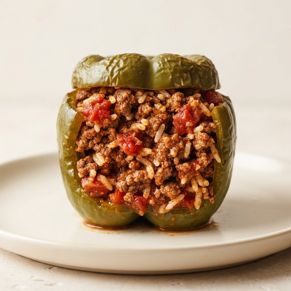 Crockpot Beef-and-Rice Stuffed Bell Peppers