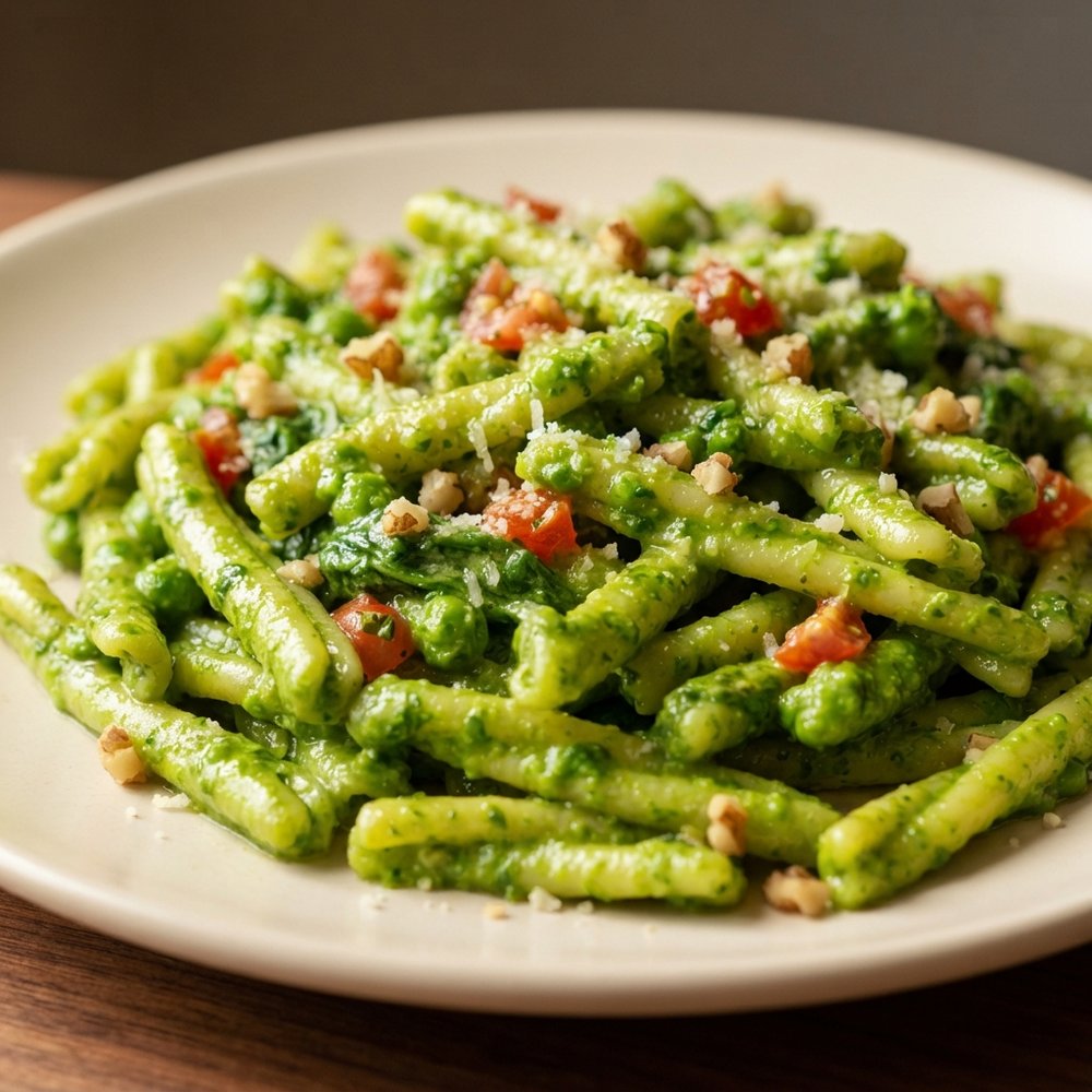 Pasta with Sweet Pea and Basil Pesto