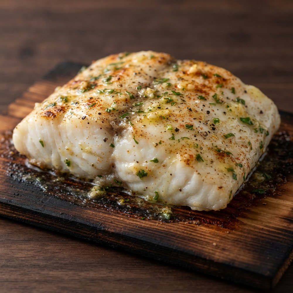 Cedar-Plank Grilled Halibut Steaks