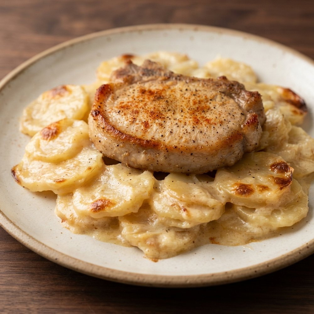 Baked Pork Chops with Creamy Scalloped Potatoes