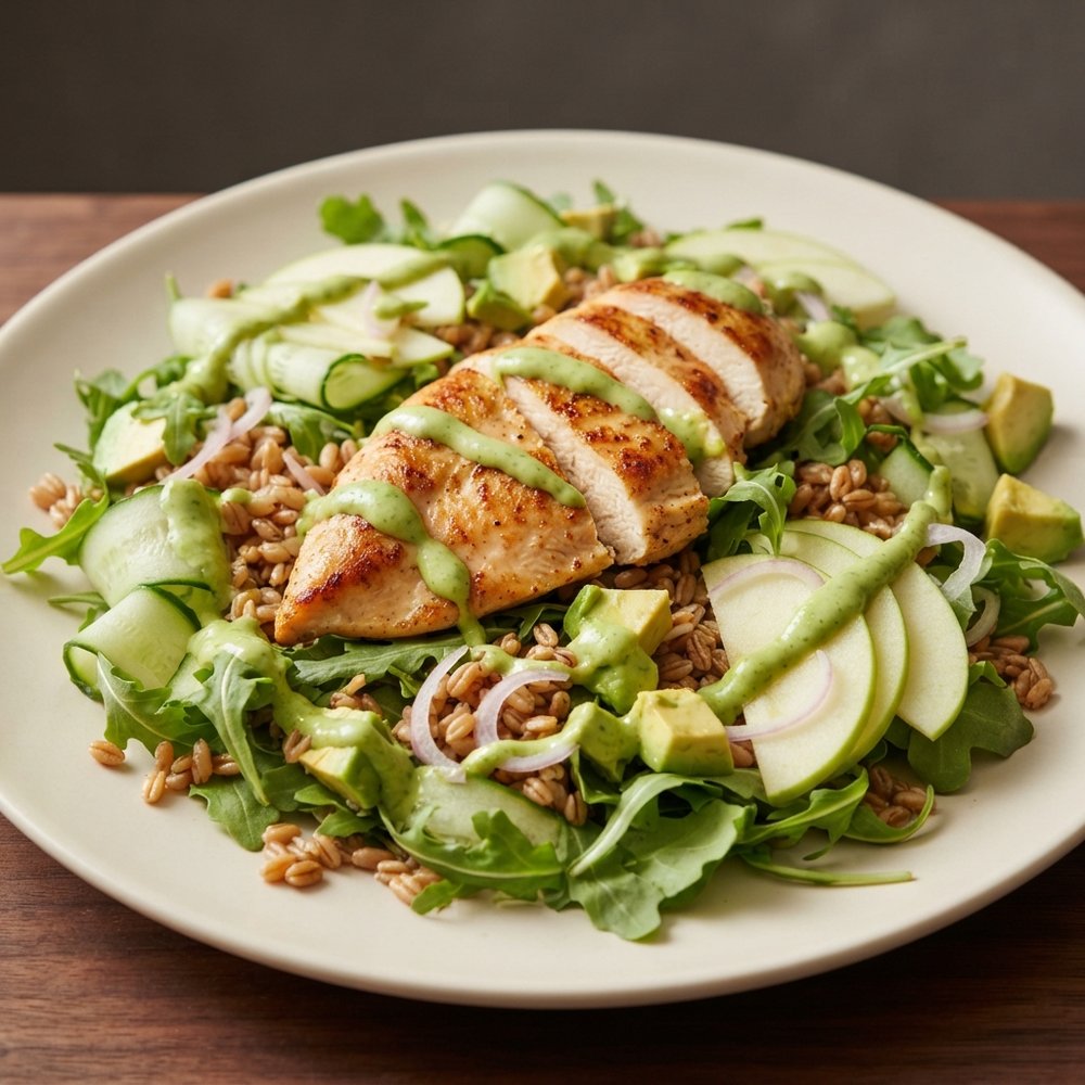 Avocado-Poblano Chicken and Arugula Salad