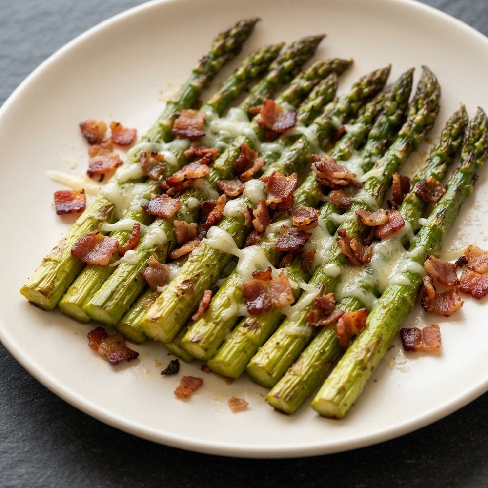 Roasted Asparagus with Bacon and Cheese