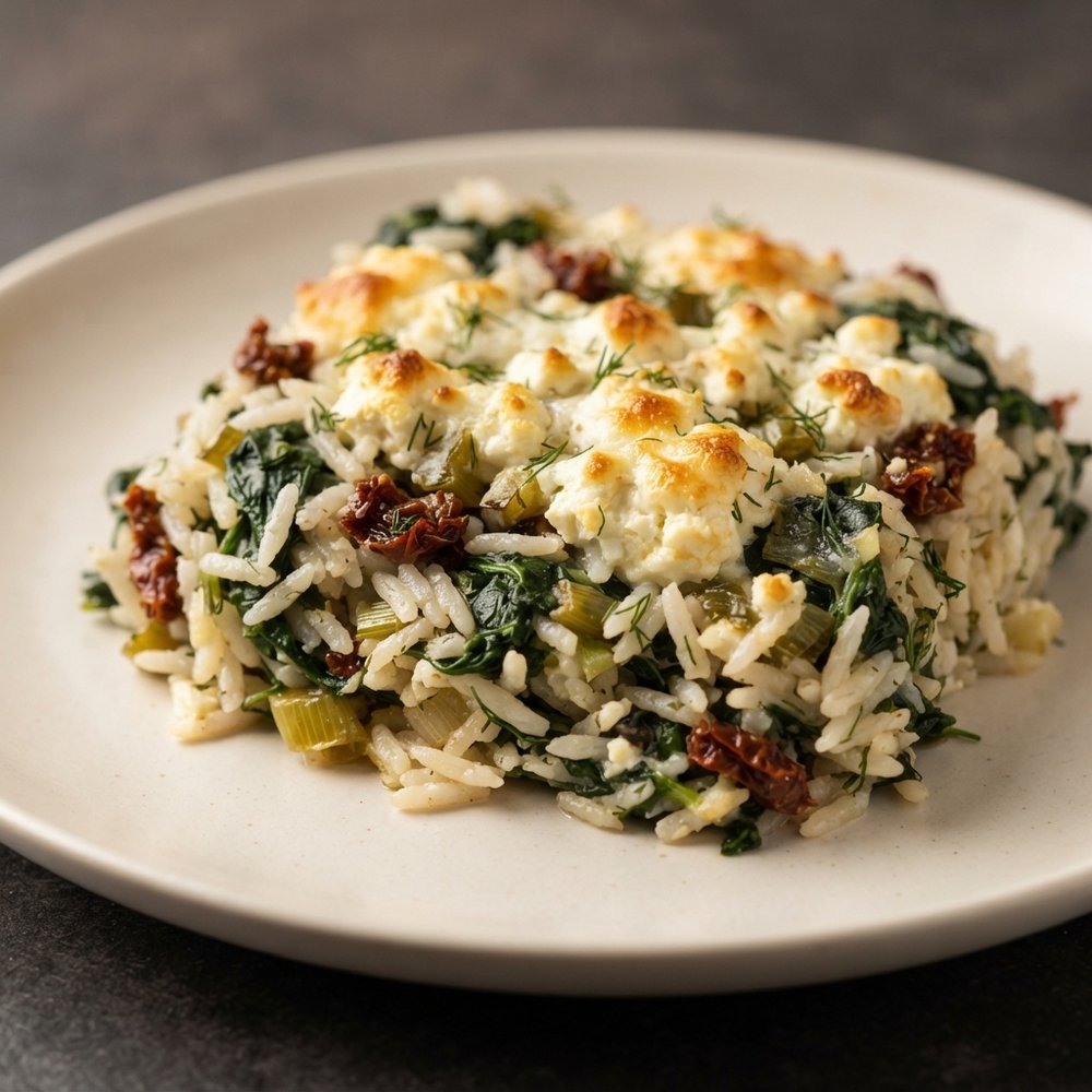 Baked Spinach, Feta & Rice Bake