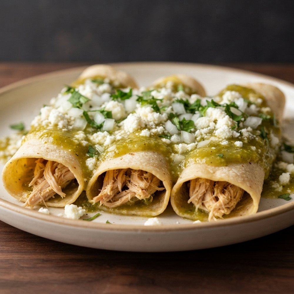 Traditional Chicken Enchiladas in Salsa Verde
