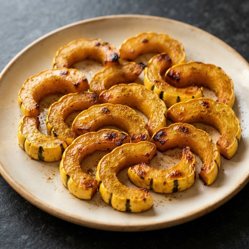 Simple Roasted Delicata Squash with Maple and Curry