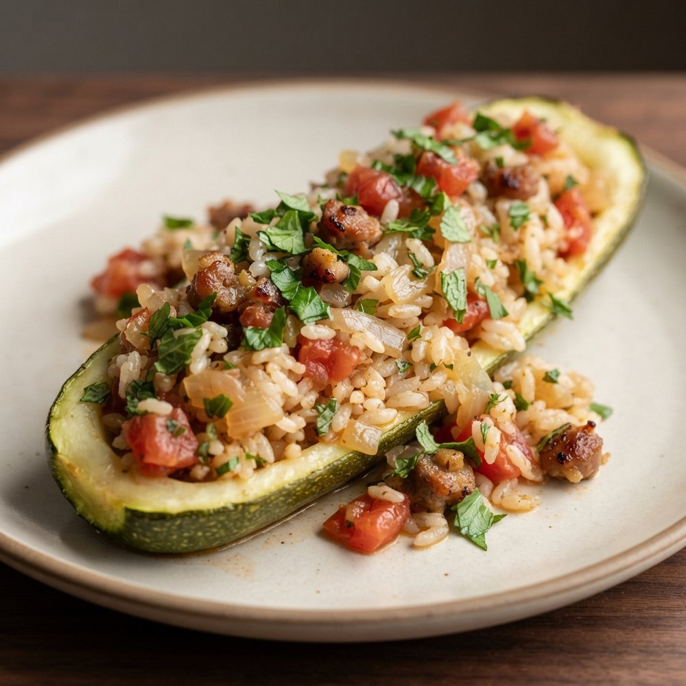 Herbed Zucchini and Rice Casserole with Mint & Parsley