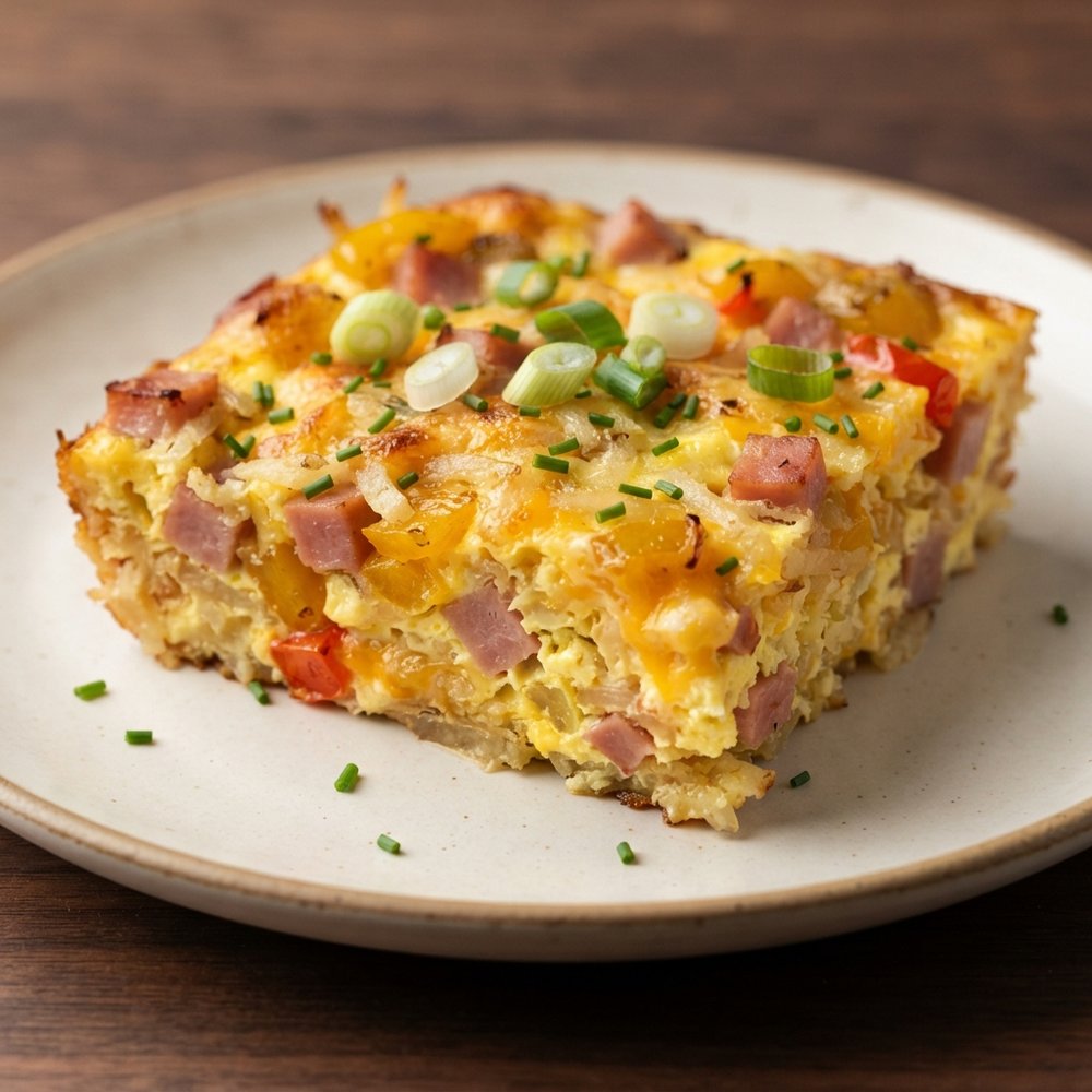Overnight Slow-Cooker Ham and Cheese Breakfast Bake