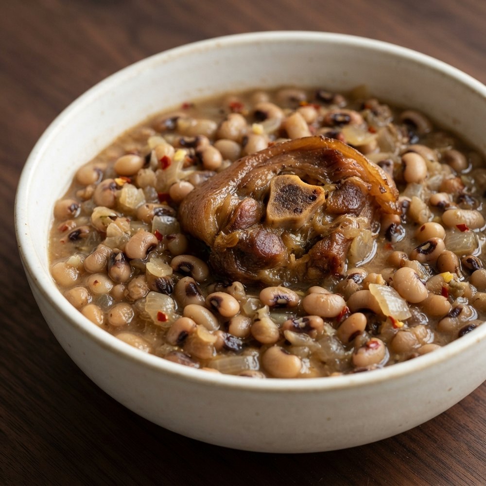 Crockpot Black-Eyed Peas with Smoked Ham Hocks
