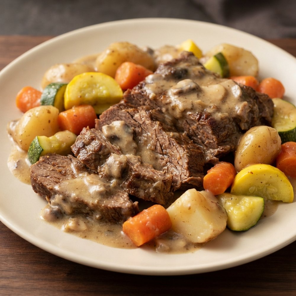 Slow Cooker Pot Roast with Creamy Veggies