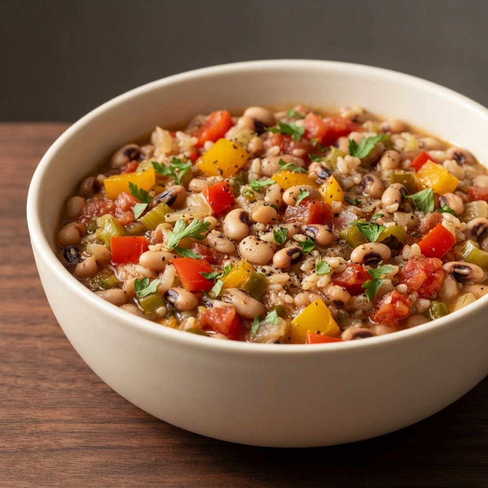 Plant-Based Hoppin' John with Black-Eyed Peas and Brown Rice