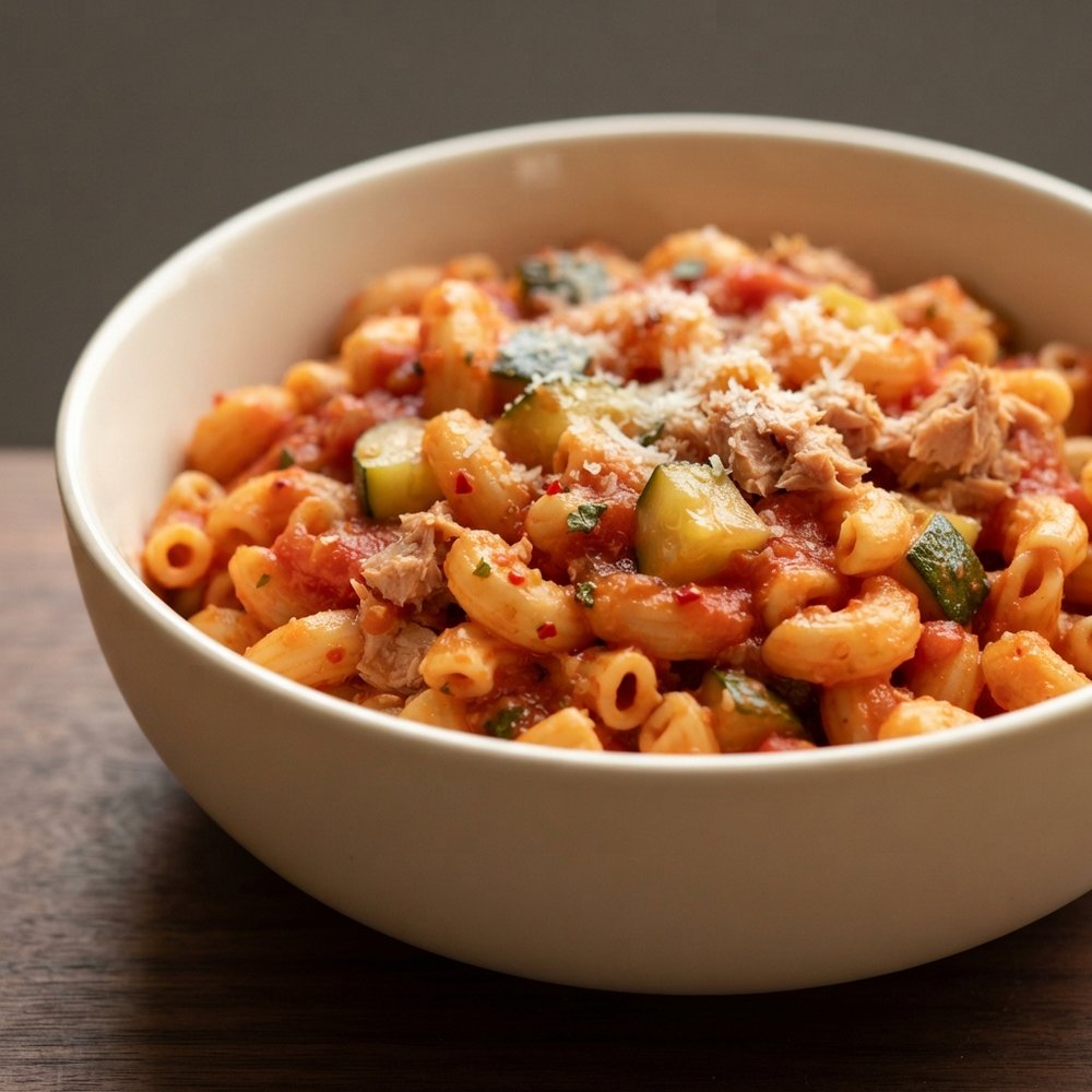 Elbow Pasta with Tuna and Zucchini Marinara