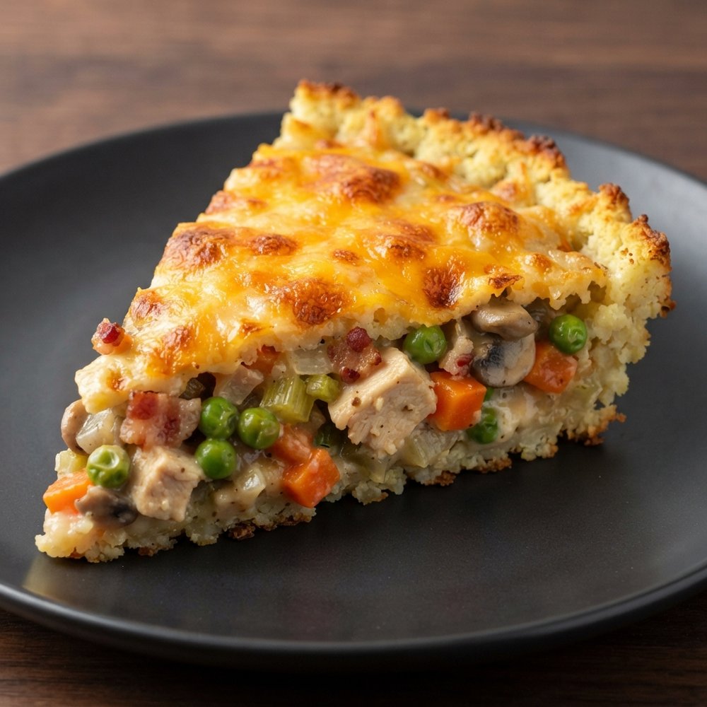 Chicken Pot Pie with Cheesy Cauliflower Crust (Gluten-Free)