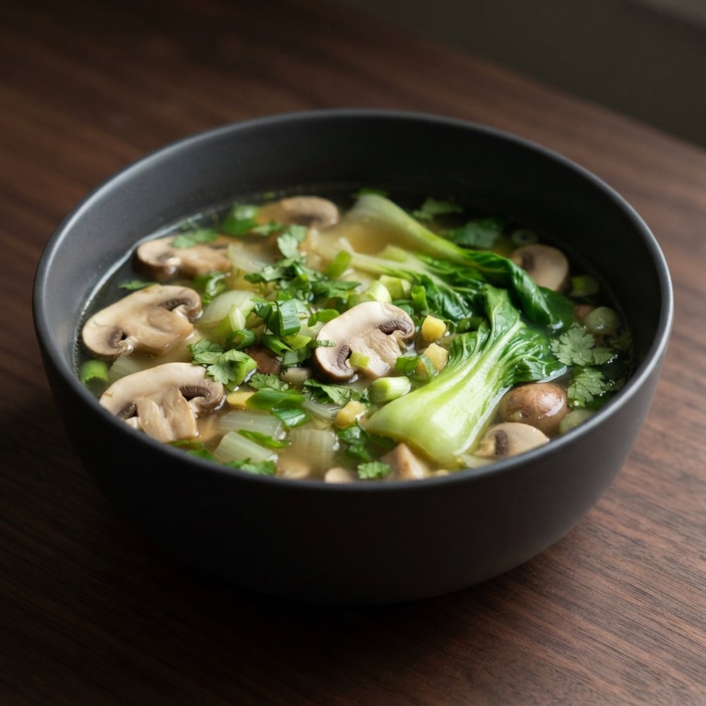 Bok Choy and Mushroom Broth Soup