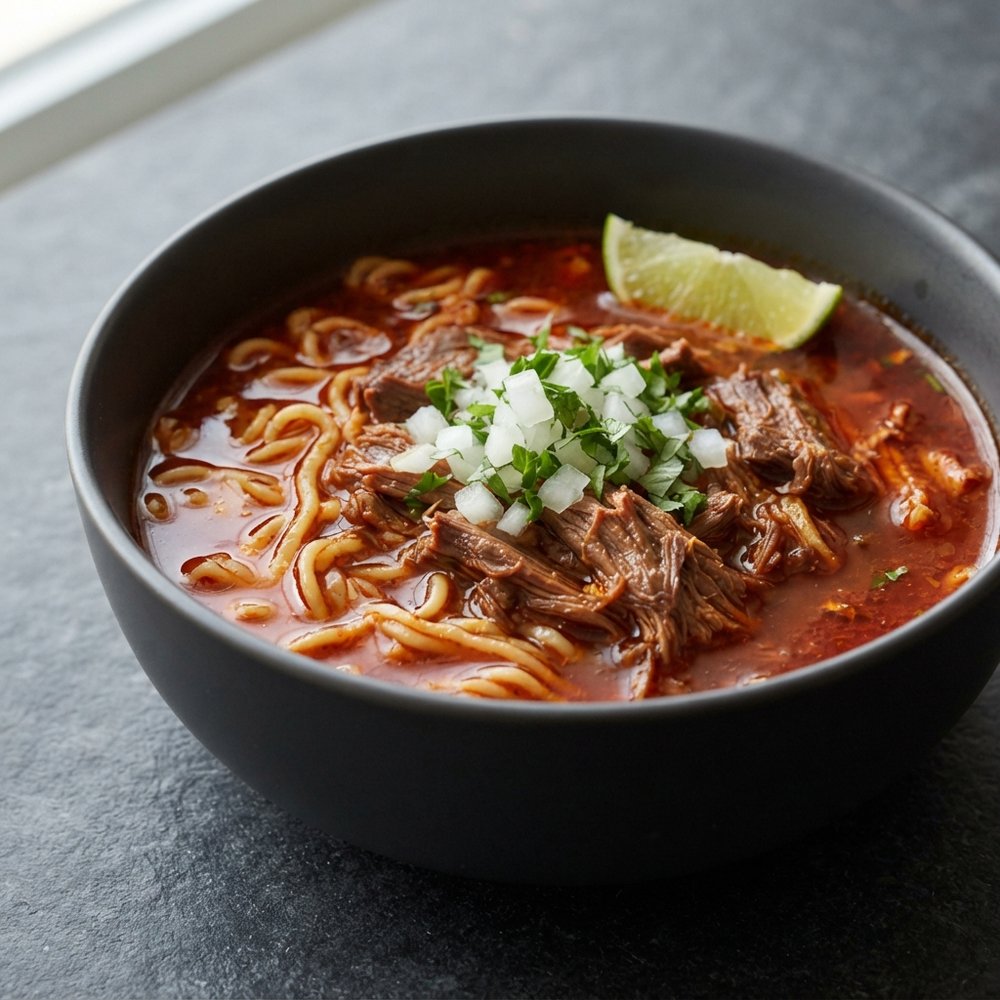 Ramen with Beef Birria Broth