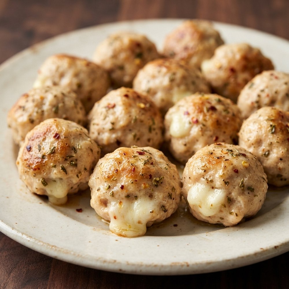 Creamy Garlic Chicken Meatballs with Parmesan