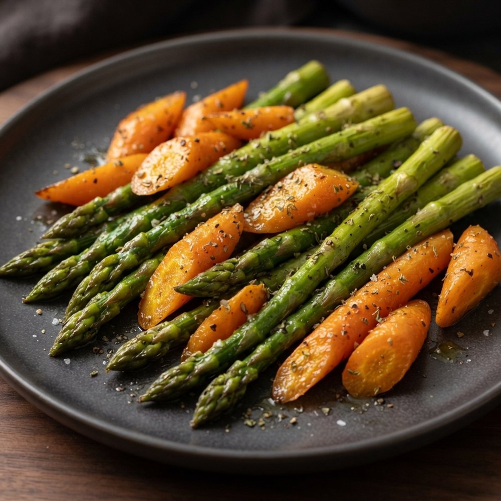 Greek-Seasoned Roasted Asparagus and Carrots
