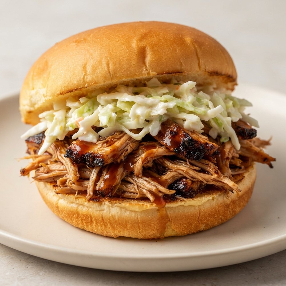 Carolina-Style Pulled Chicken Sliders with Slaw