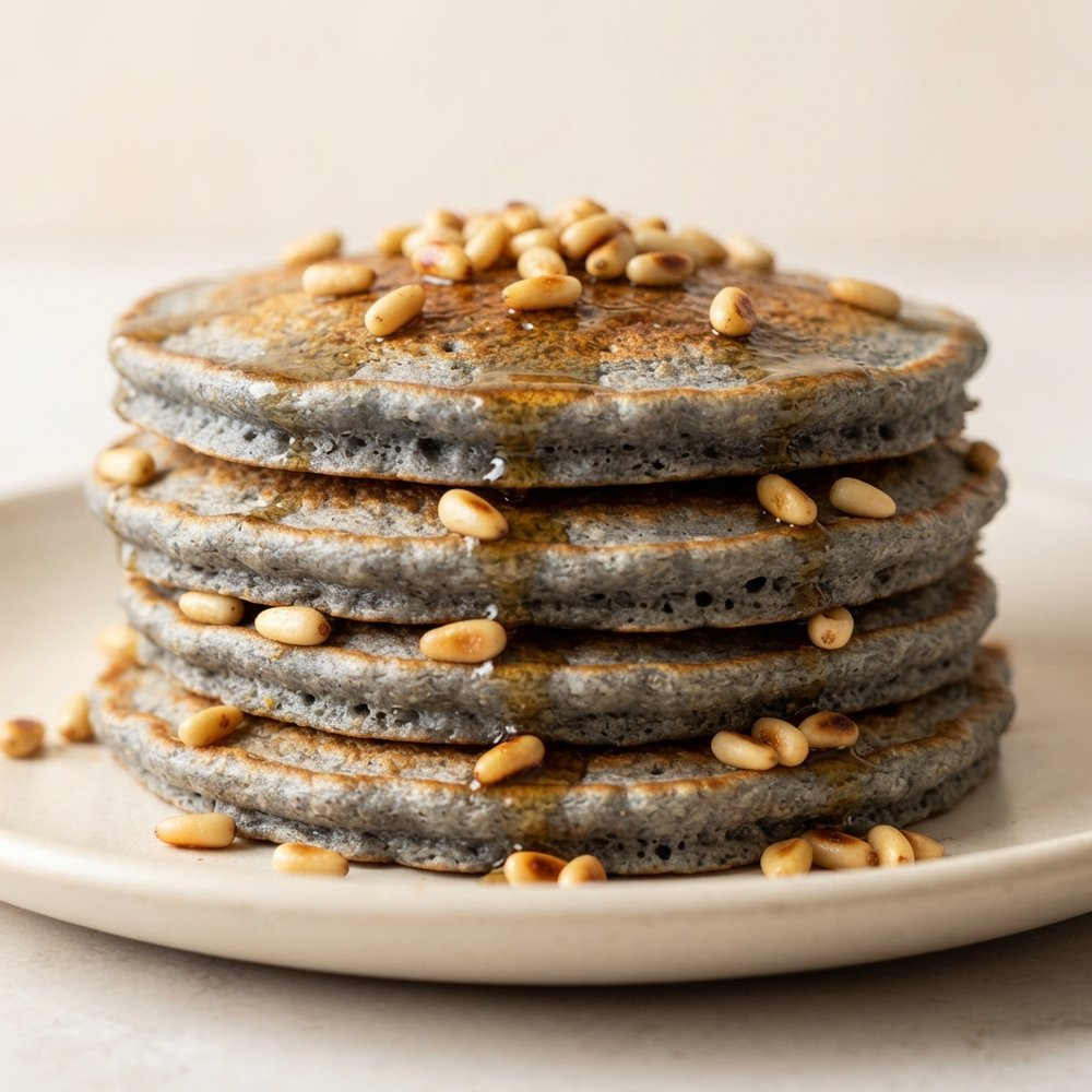 Santa Fe Blue Corn Pancakes with Pine Nuts