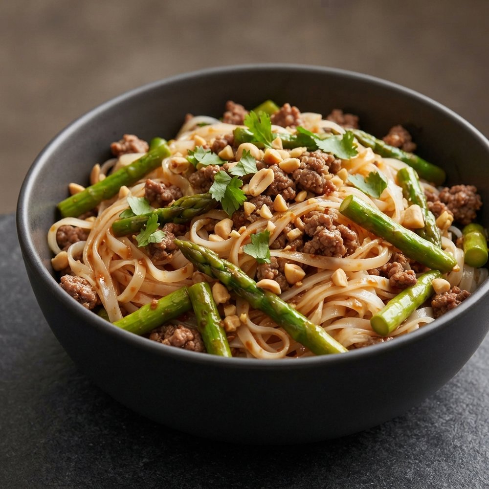 Asparagus and Beef Rice Noodle Stir-Fry