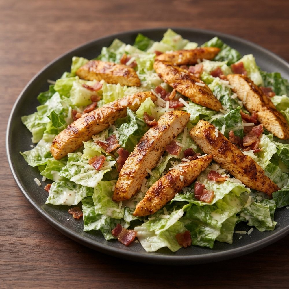 Quick Cajun Chicken Caesar Salad with Bacon