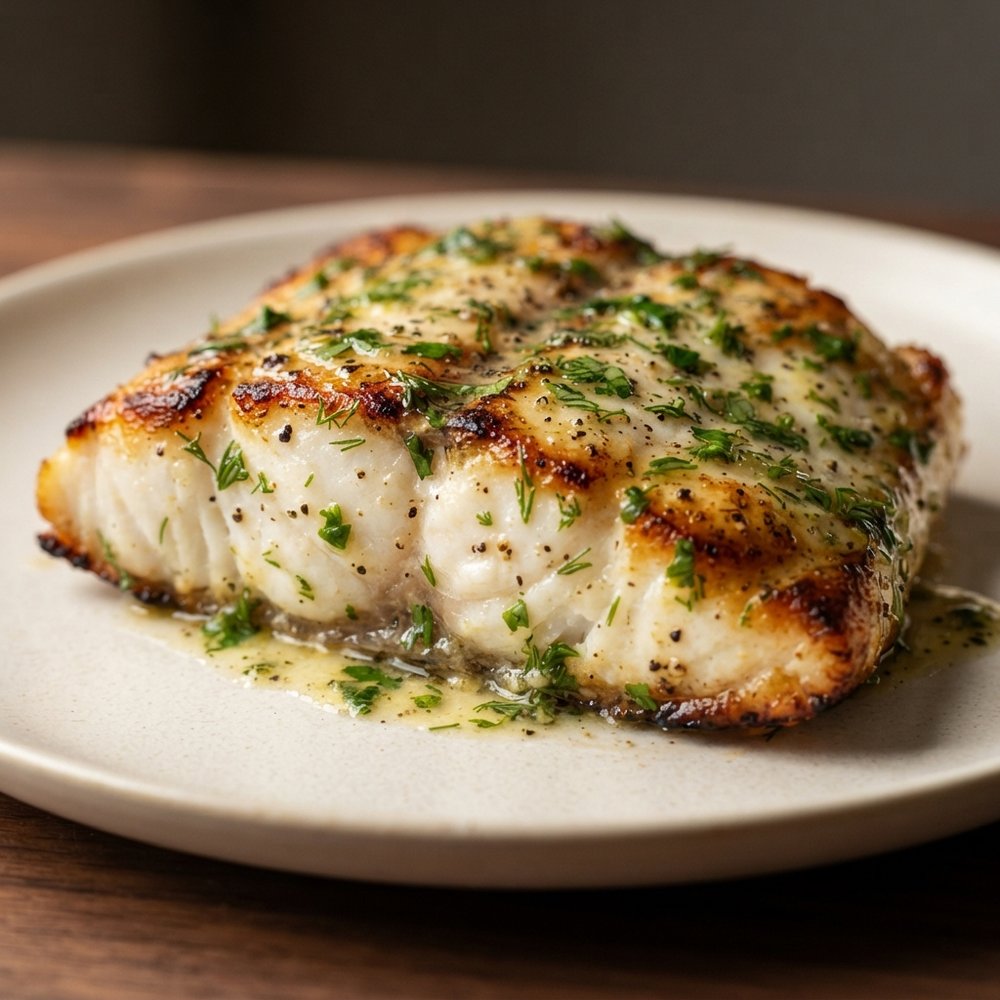 Lemon-Herb Butter Grilled Halibut Steaks