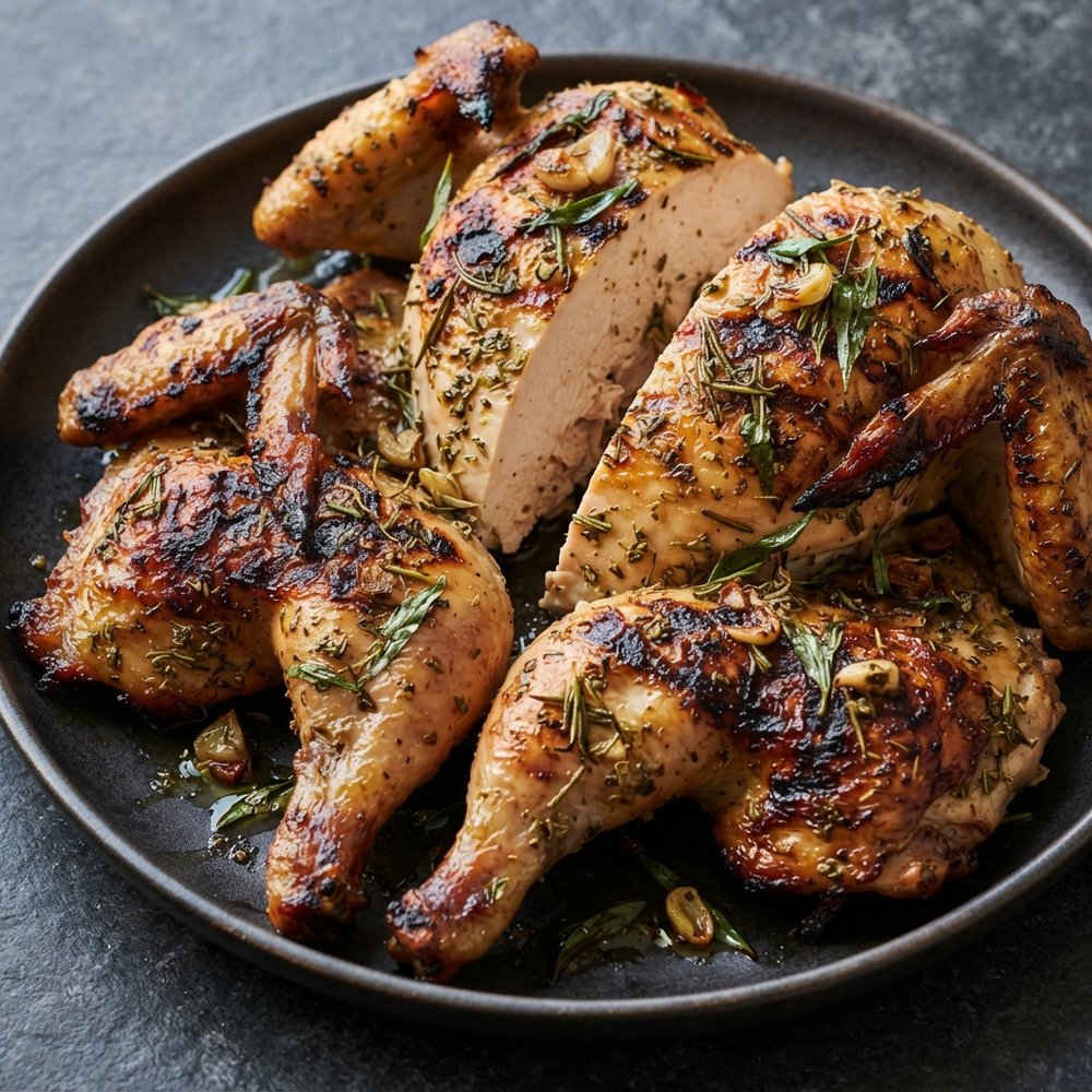 Char-Grilled Greek Spatchcock Chicken