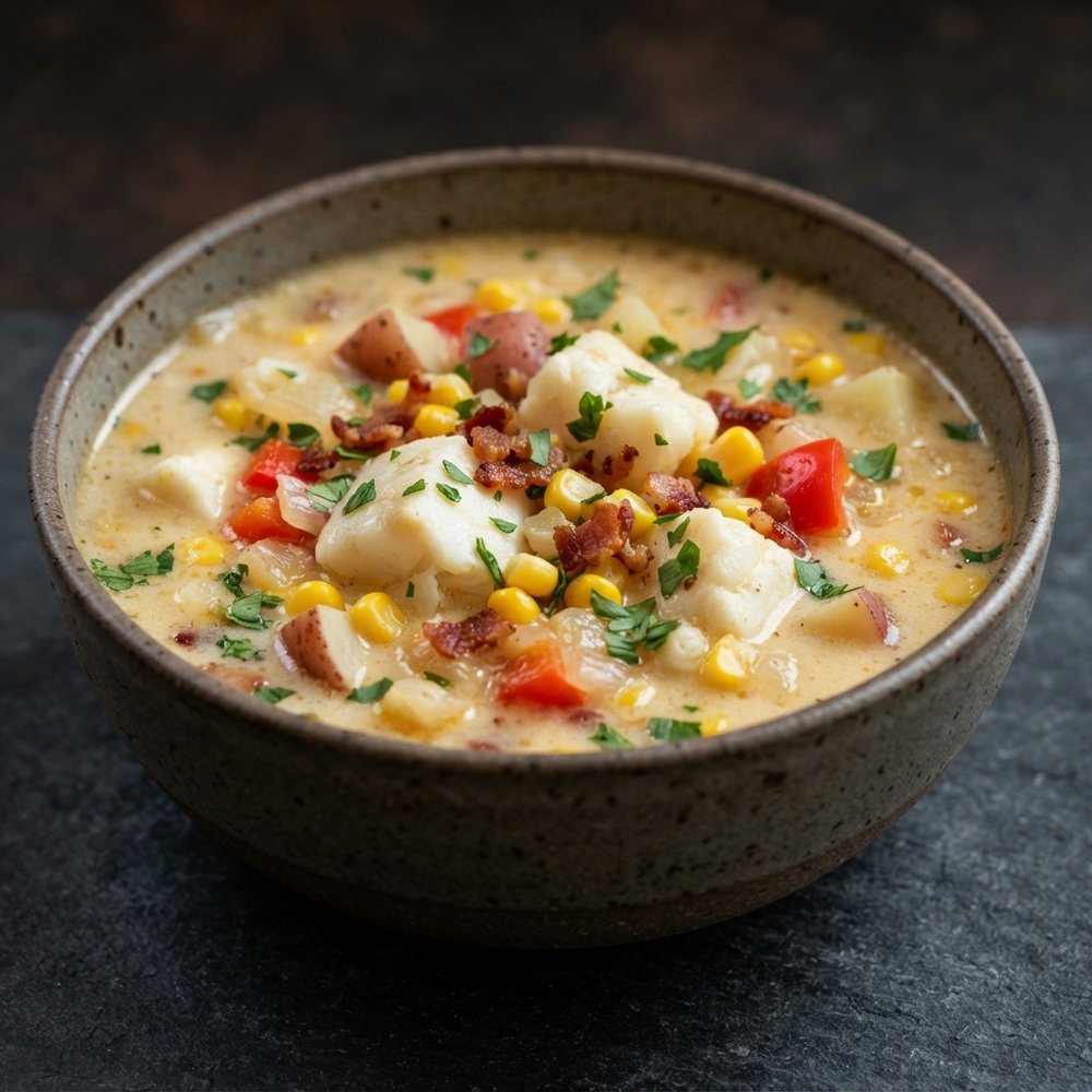 Creamy Cod and Corn Chowder