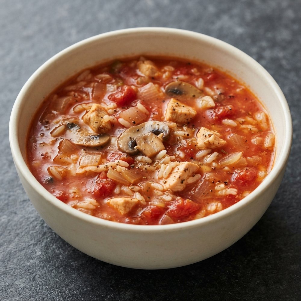 Rustic Chicken Cacciatore Rice Soup