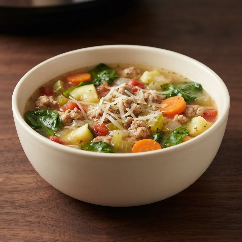 Crockpot Ground Turkey and Veggie Soup