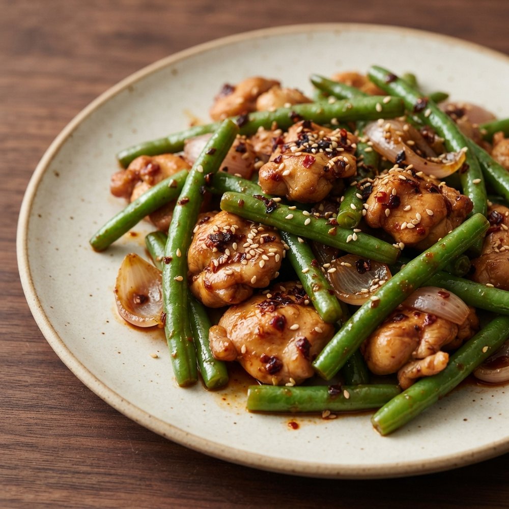 Fiery Chicken and Green Bean Stir-Fry