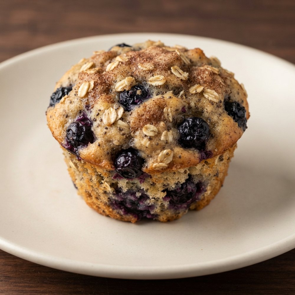 Blueberry Oatmeal Chia Seed Muffins