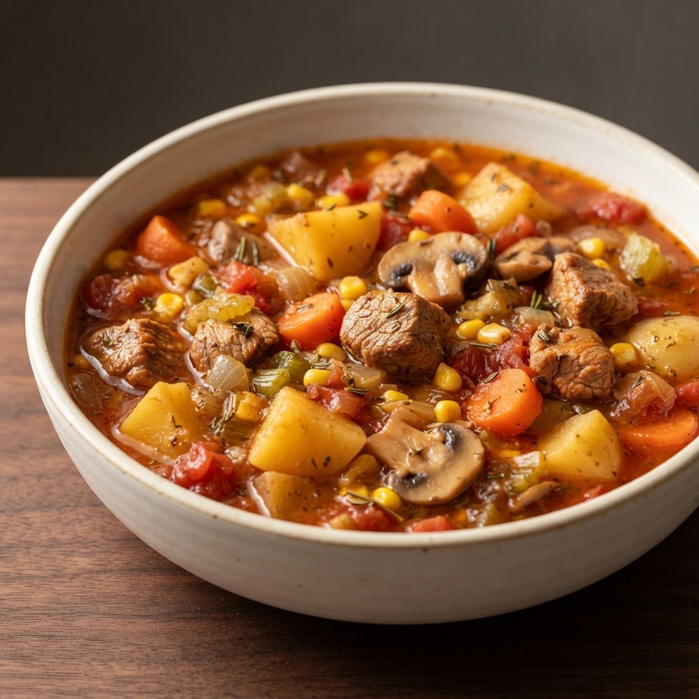 Hearty Pork Stew in a Dutch Oven