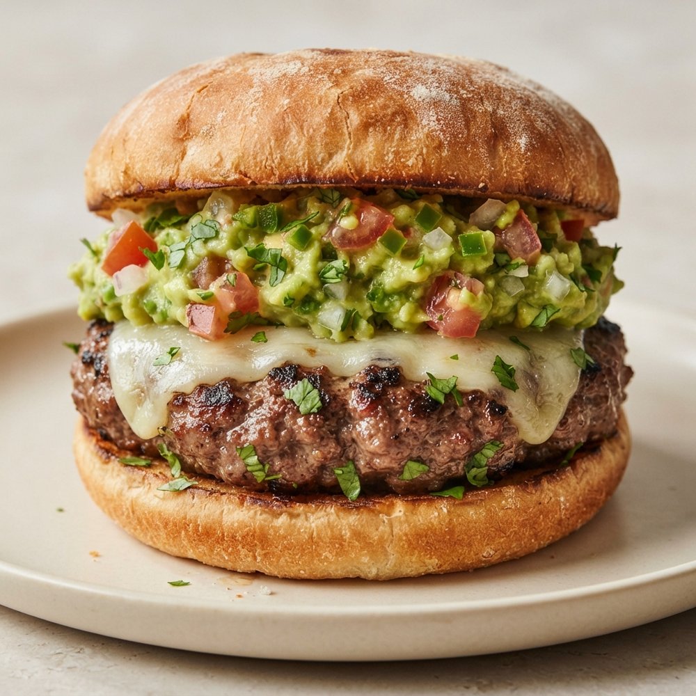 Cilantro-Lime Guacamole Cheeseburgers