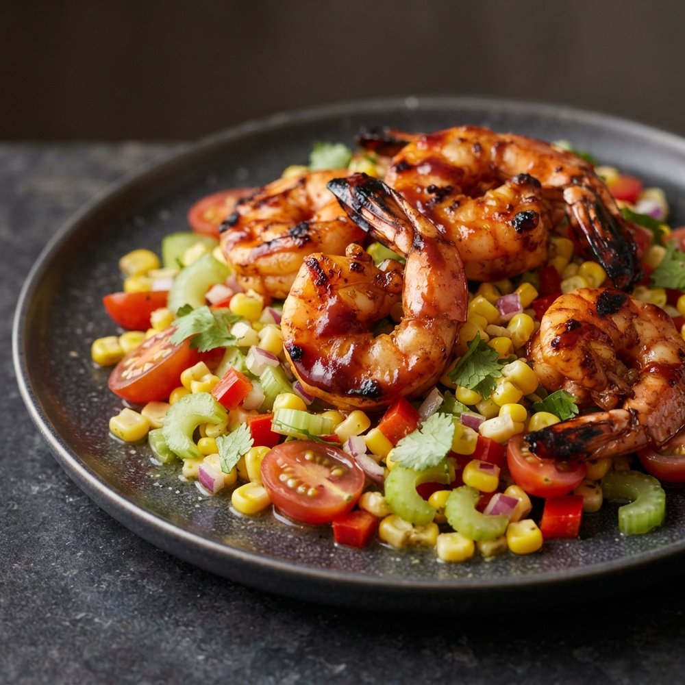 BBQ-Grilled Shrimp with Bright Citrus Corn Salad